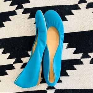 Teal suede J. Crew Cece flats